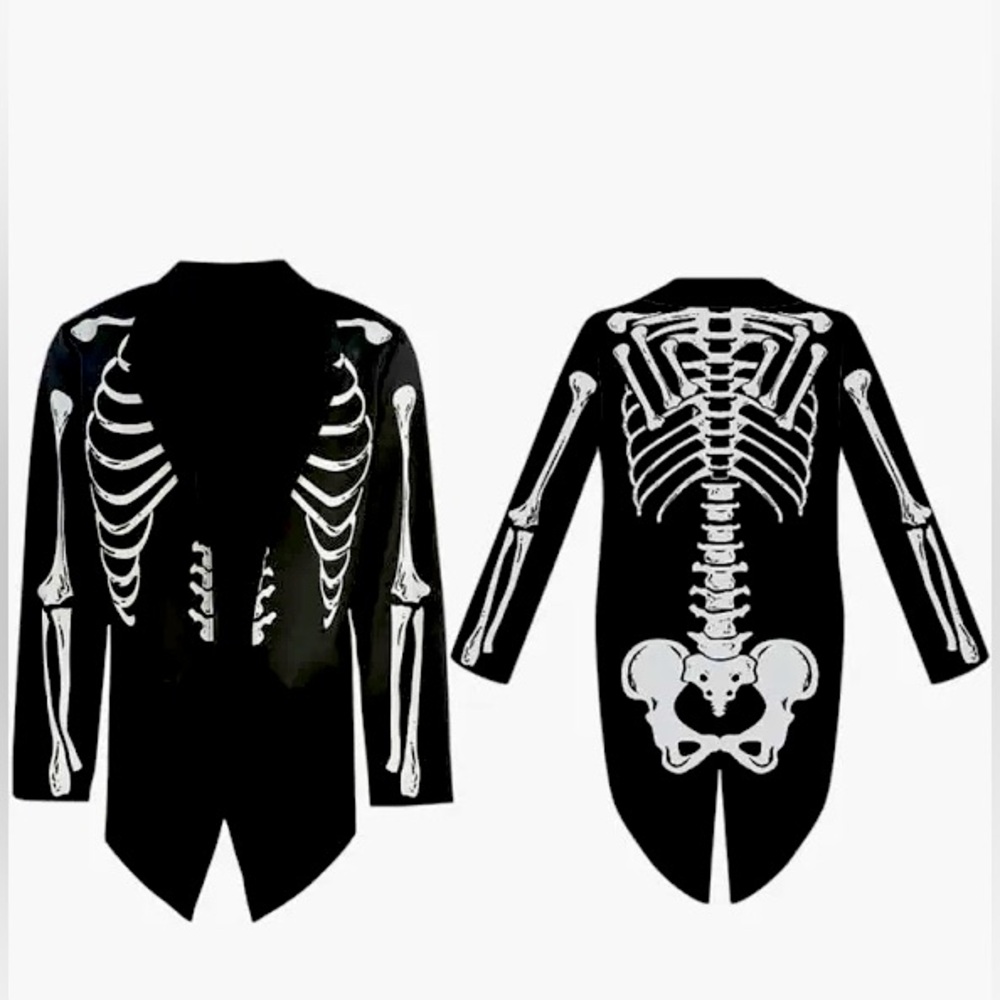 Gothic Skeleton Bones Ribcage Tailcoat Mens